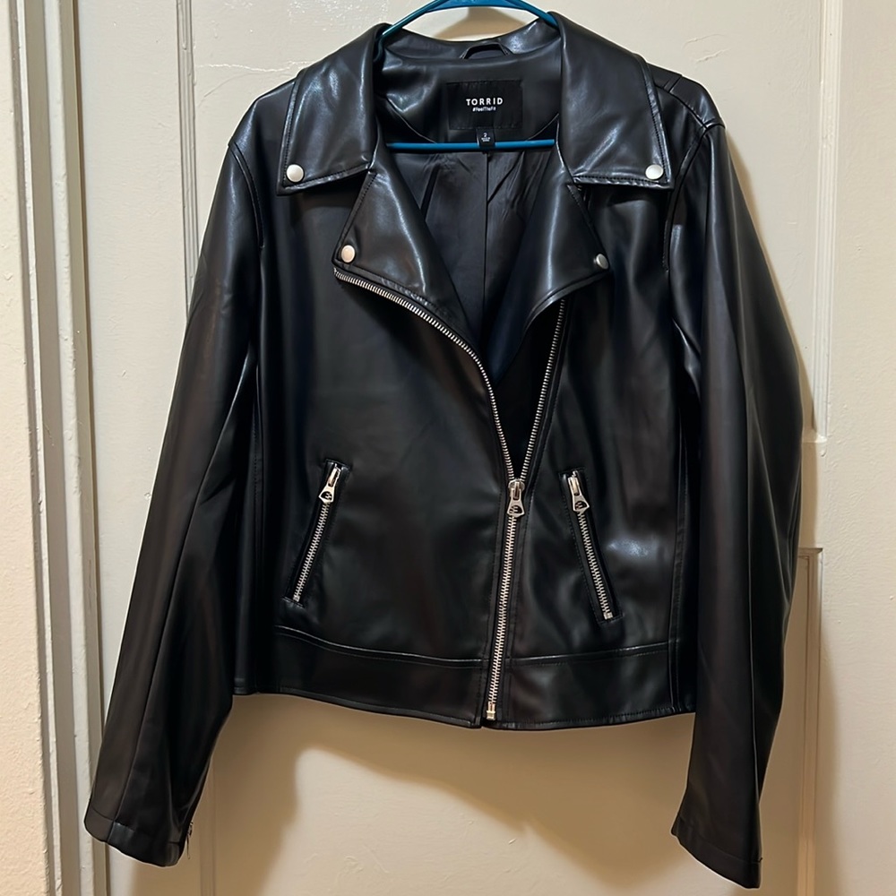 Torrid Faux Leather Asymmetrical Moto Jacket size 2